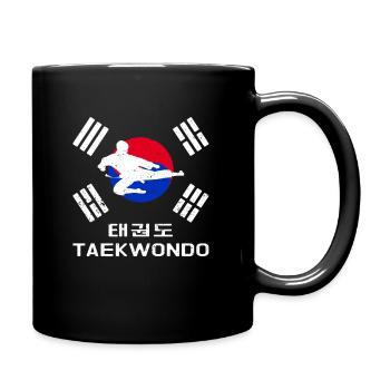 Taekwondo mit Korea Flagge und Schrift - Tasse einfarbig - Schwarz - Rechts