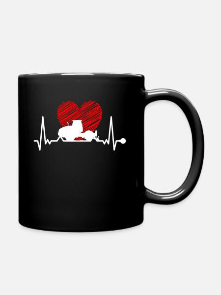 Straßenbauer Herzschlag - Tasse einfarbig - Schwarz