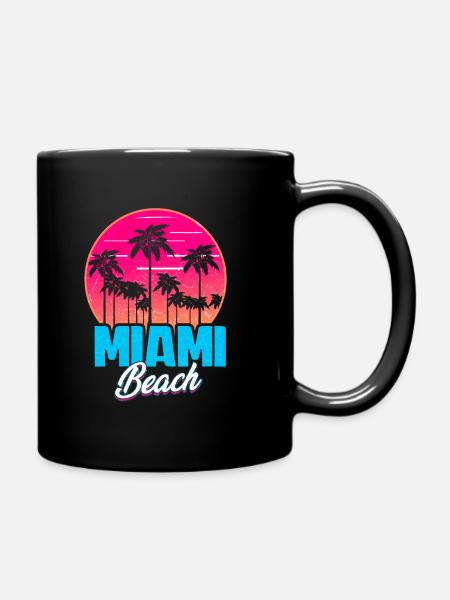 Miami Beach Sommer Urlaub USA 70s Tourist - Tasse einfarbig - Schwarz