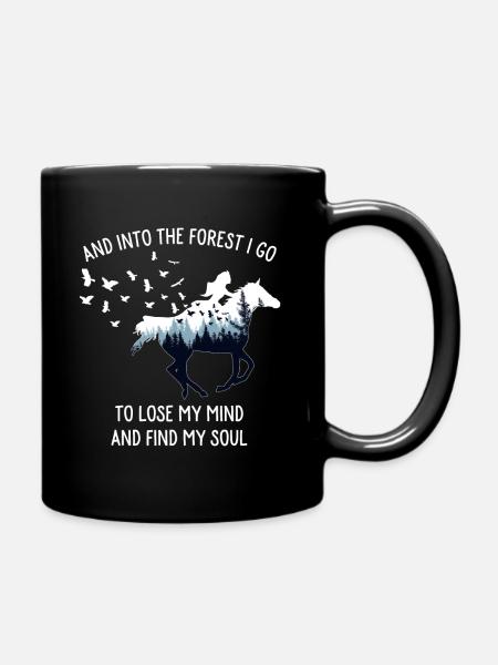 Chemises de cheval pour femmes: Into The Forest I Go Horse - Mug uni - noir
