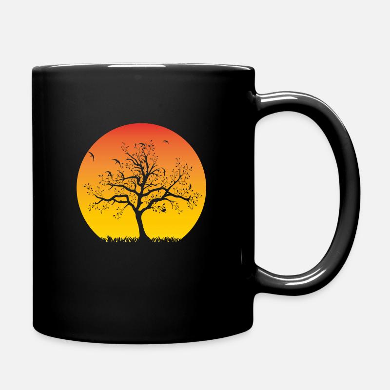 Baum Sonnenuntergang - Tasse einfarbig - Schwarz