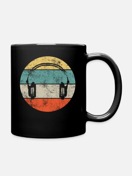 DJ headphone headset - Full Colour Mug - black