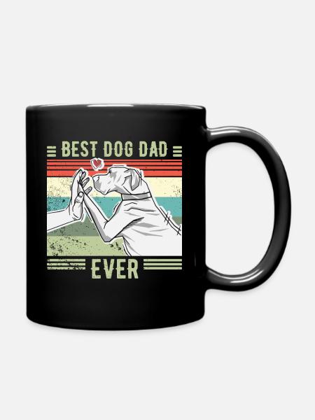 BEST DOG DAD EVER Vintage RETRO dog - Full Colour Mug - black