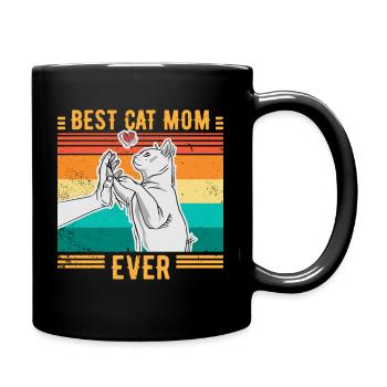 BEST CAT MOM EVER Vintage RETRO - Full Colour Mug - black - Right