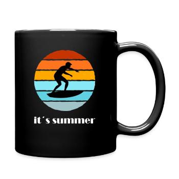 Surf, surf, planche de surf, planche à voile - Mug uni - noir - Droite