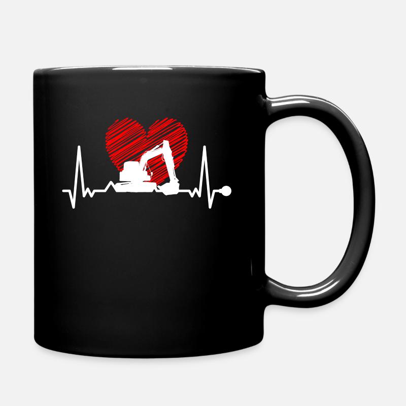 Herzschlag Bagger - Tasse einfarbig - Schwarz