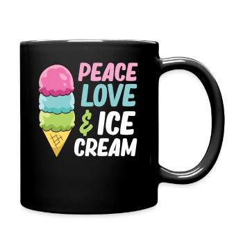 Sommer Eiscreme Kinder Frieden Liebe und Eiscreme - Tasse einfarbig - Schwarz - Rechts