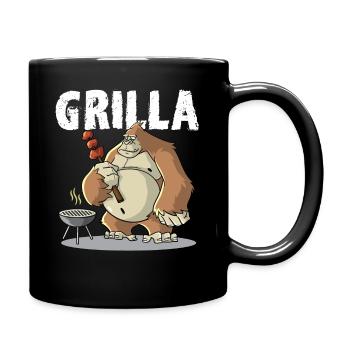 Grill BBQ Smoker Grilling Gorilla Saying Griller - Full Colour Mug - black - Right