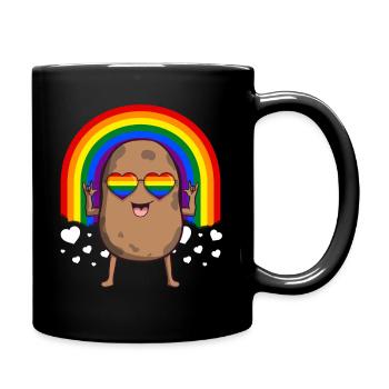 Gay Pride Rainbow LGBT Potato - Full Colour Mug - black - Right