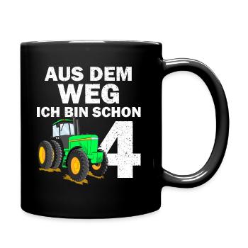 4. Geburtstag Junge Ich bin schon 4 Jahre Traktor - Tasse einfarbig - Schwarz - Rechts