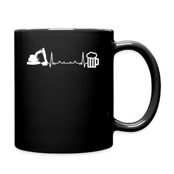 Bagger Herzschlag Bier Bauarbeiter - Tasse einfarbig - Schwarz - Rechts