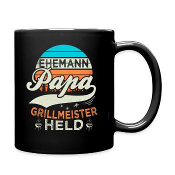 Ehemann Papa Grillmeister Held Vatertag Geschenk - Tasse einfarbig - Schwarz - Rechts