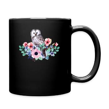 Oiseau hibou - Mug uni - noir - Droite