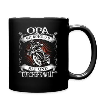 Opa mit Motorrad Biker Rentner Geschenk - Tasse einfarbig - Schwarz - Rechts