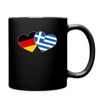 Griechenland und Deutschland Herz Kreta Urlaub - Tasse einfarbig - Schwarz - Rechts