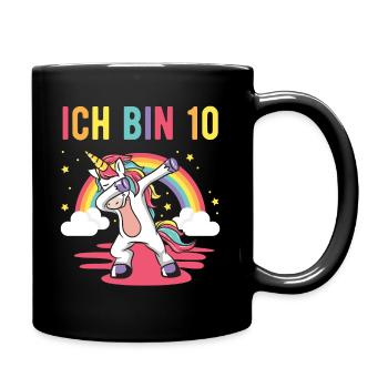 10. Geburstag Mädchen Geschenk Kinder Einhorn - Tasse einfarbig - Schwarz - Rechts