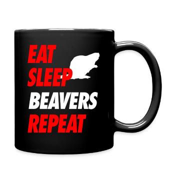 EAT SLEEP BEAVERS REPEAT T Shirt - Tasse einfarbig - Schwarz - Rechts