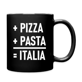 Pizza + Pasta = Italia Italien Italienisch - Tasse einfarbig - Schwarz - Rechts