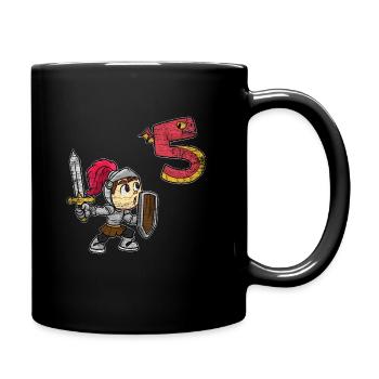Ritter 5. Geburtstag - Tasse einfarbig - Schwarz - Rechts