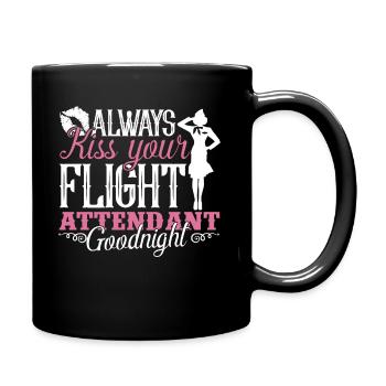 Flugbegleiter Küssen Sie Ihren Flugbegleiter - Tasse einfarbig - Schwarz - Rechts