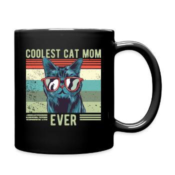 Chat COOLEST CAT MOM retro vintage - Mug uni - noir - Droite