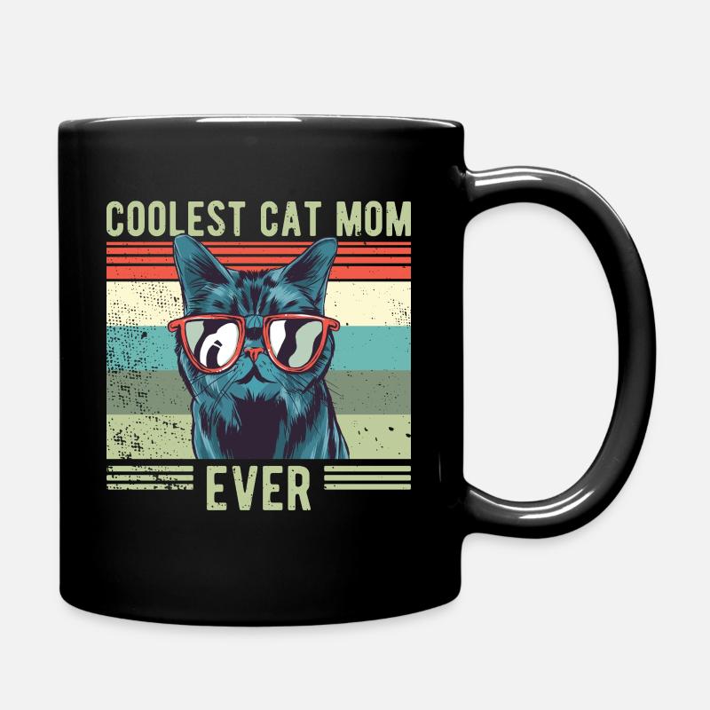 Katze COOLEST CAT MOM retro vintage - Tasse einfarbig - Schwarz