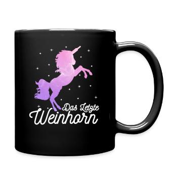 Das Letzte Weinhorn Junggesellinnen Hochzeit JGA - Tasse einfarbig - Schwarz - Rechts