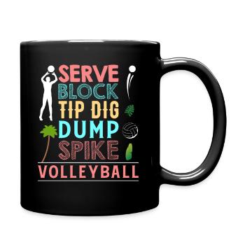 Volleyball - Serve Block Tip Dig Dump Spike - Tasse einfarbig - Schwarz - Rechts