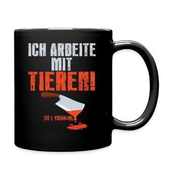 Metzger - Ich Arbeite Mit Tieren - Tasse einfarbig - Schwarz - Rechts