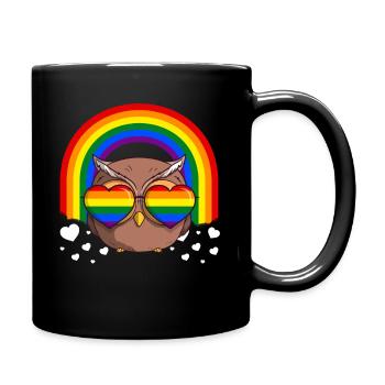LGBT Rainbow Gay Pride Owl - Full Colour Mug - black - Right