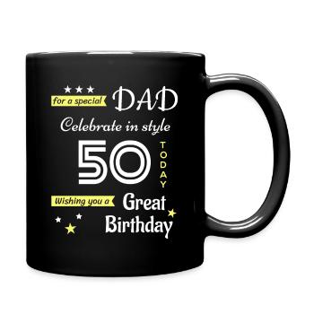 50. Geburtstagsgeschenk für Papa - Tasse einfarbig - Schwarz - Rechts