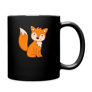 Fuchs Kinder Damen Herren - Tasse einfarbig - Schwarz - Rechts