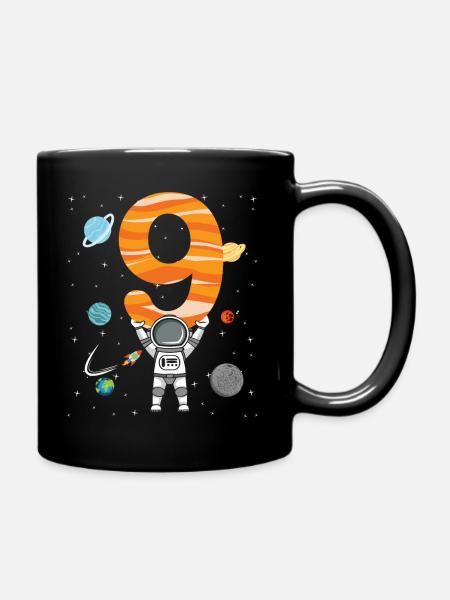 Astronaut 9th birthday space for boys - Full Colour Mug - black