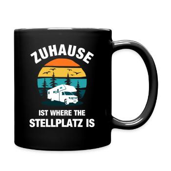 Camping Camper Wohnmobil Campen Zuhause Geschenk - Tasse einfarbig - Schwarz - Rechts