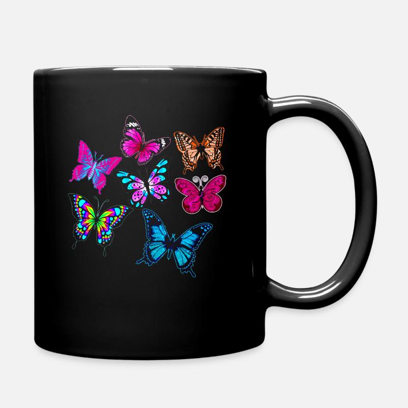 Bunte Schmetterlinge - Tasse einfarbig - Schwarz