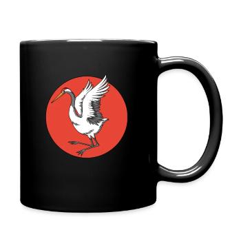 Japanese crane with red sun - Full Colour Mug - black - Right