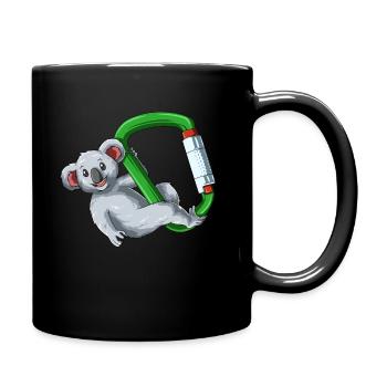 Lustiger Koala am Karabiner - Klettersport - Tasse einfarbig - Schwarz - Rechts