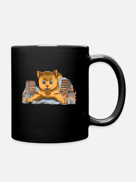 Catzilla- Lustige Kaiju Monster Katze - Tasse einfarbig - Schwarz