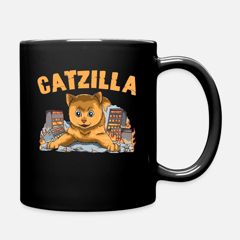 Catzilla - Lustige Kaiju Monster Katze - Tasse einfarbig - Schwarz