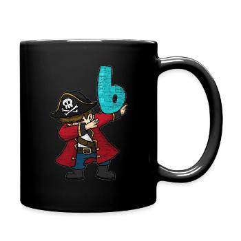 Captain Pirate Dab's 6th birthday - Full Colour Mug - black - Right