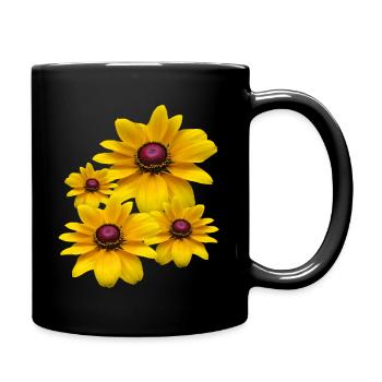 fleurs de coneflower floraison jaune, pétales, floral, - Mug uni - noir - Droite