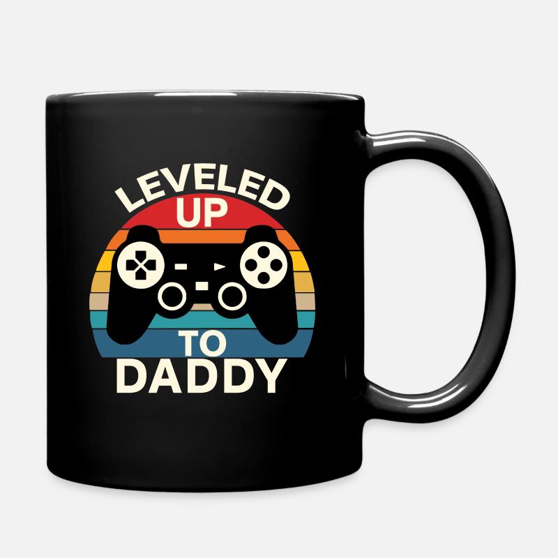 Neues Vatergeschenk, erstes Vatertagsgeschenk, Leveled up T. - Tasse einfarbig - Schwarz