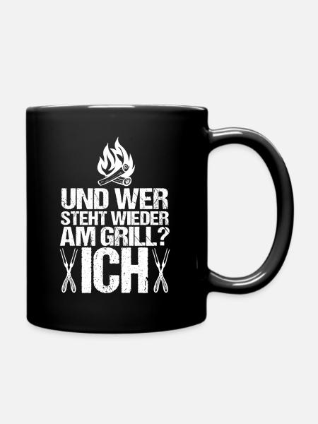 grillen Flamme Barbecue - Grillmeister Geschenk - Tasse einfarbig - Schwarz