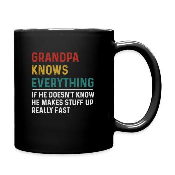 Opa weiß alles T-Shirt, lustiger Opa Gi - Tasse einfarbig - Schwarz - Rechts