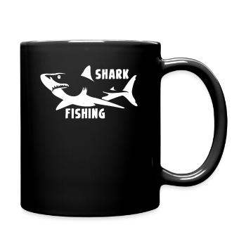 Shark fishing fisherman angler shark - Full Colour Mug - black - Right