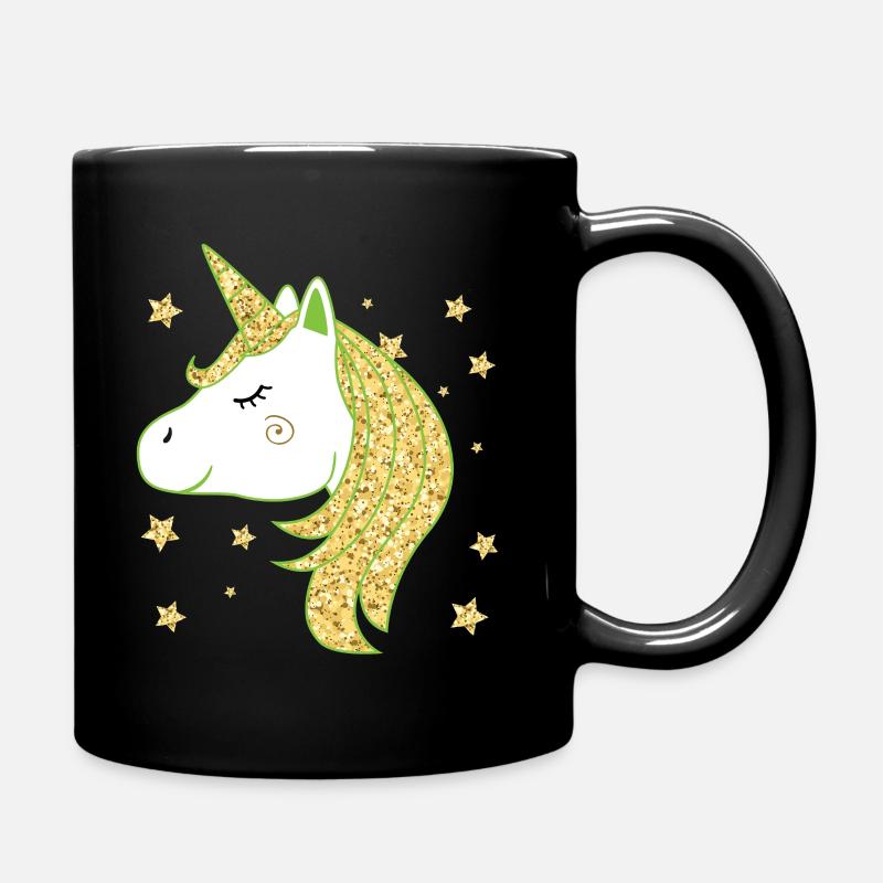 Einhorn Glitzer Gold - Tasse einfarbig - Schwarz