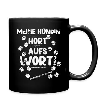 Hund, Hundeerziehung T Shirt, lustiges Geschenk - Tasse einfarbig - Schwarz - Rechts