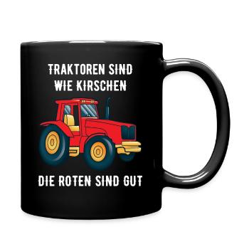Traktoren sind wie Kirschen Traktor Bauer Landwirt - Tasse einfarbig - Schwarz - Rechts