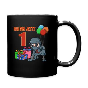 Kinder Ninja Geburtstag - 1 Jahr Kindergeburtstag - Tasse einfarbig - Schwarz - Rechts