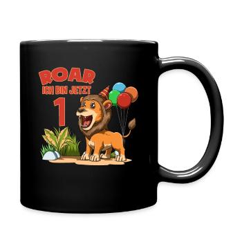 Enfants lion mignon - fête d'anniversaire d'un an - Mug uni - noir - Droite